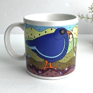 VTG Taylor & NG 1980 Early Birdie Mug Cup Colorful Blue Bird Worm Snake Japan